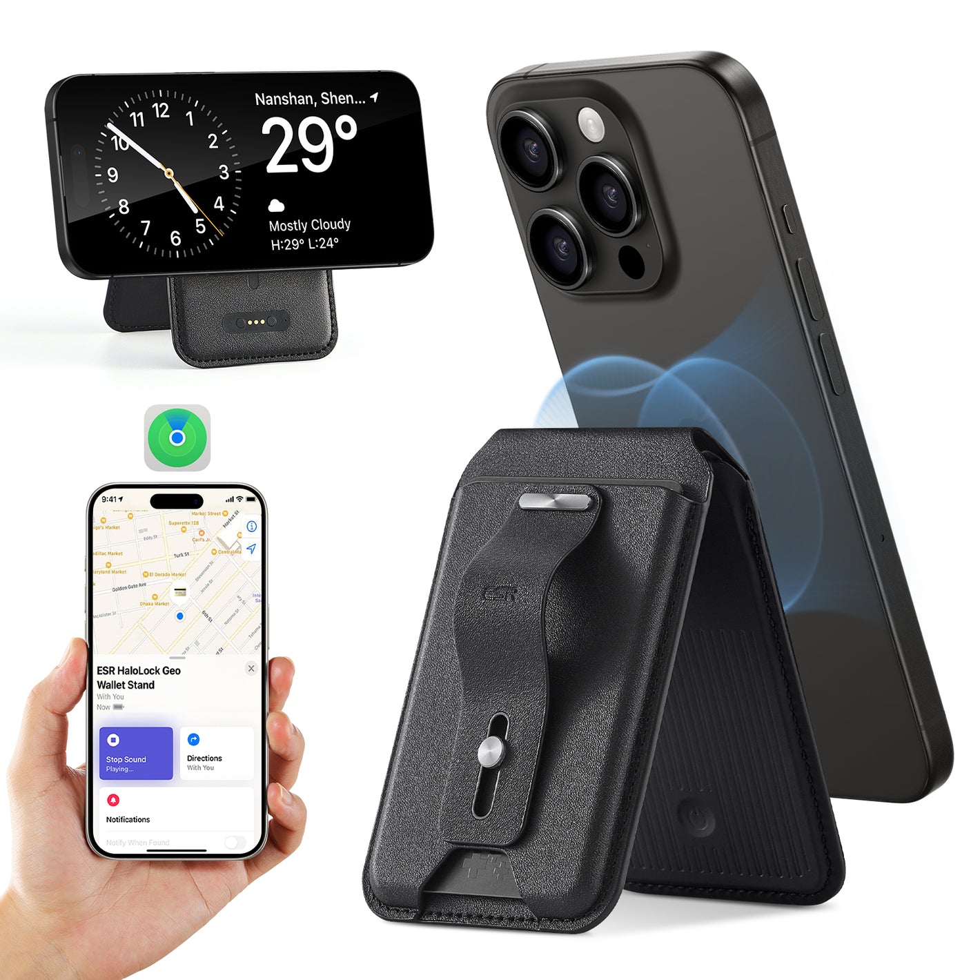 ESR HaloLock™ Geo 錢包手機支架｜定位追蹤功能
