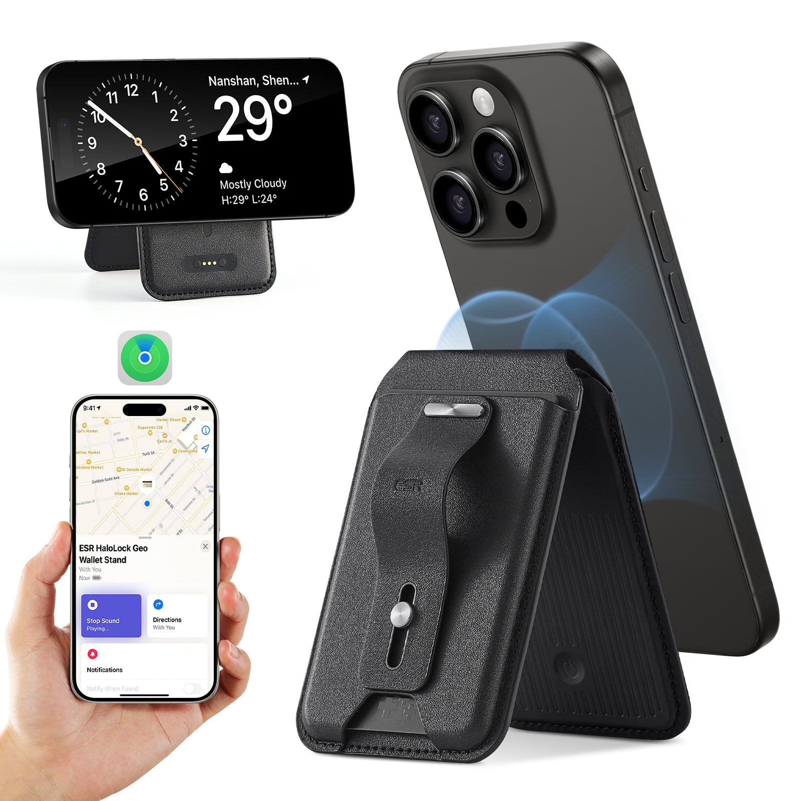 ESR HaloLock™ Geo 錢包手機支架｜定位追蹤功能
