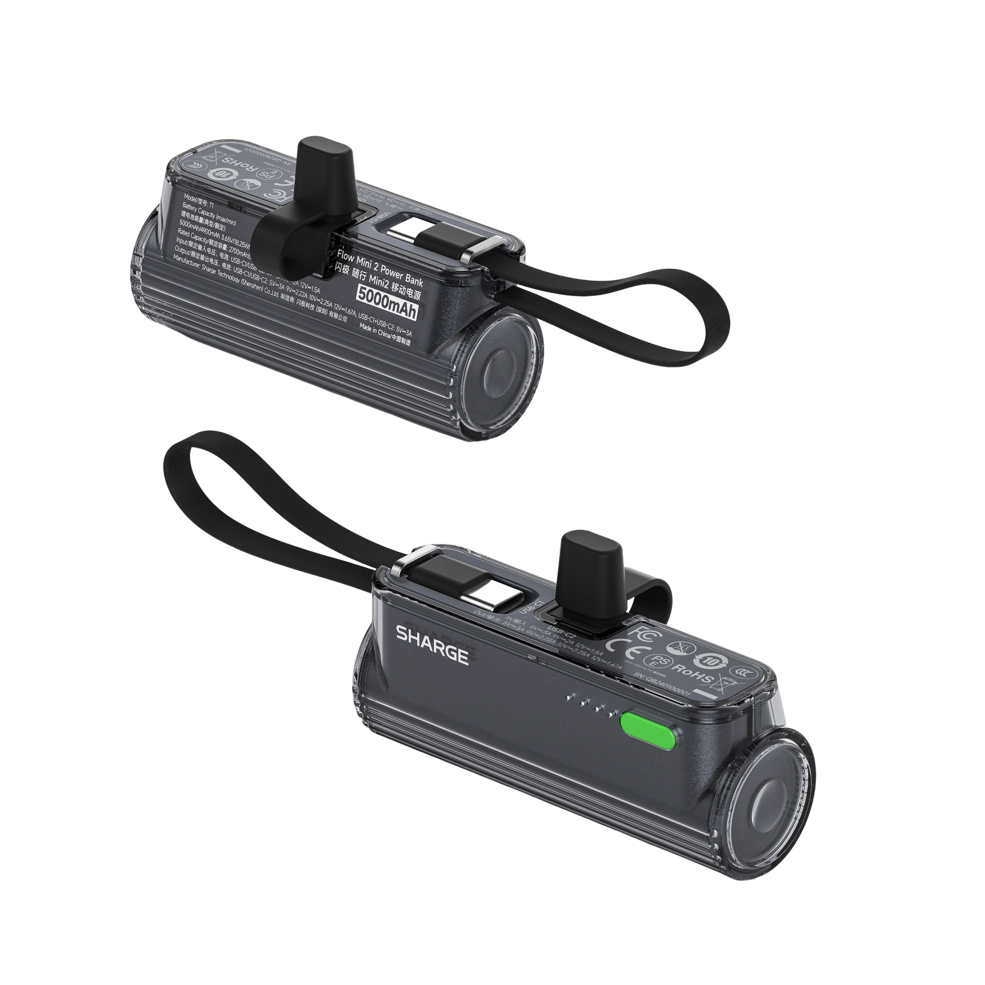 SHARGE Flow Mini 2 行動電源，膠囊流線設計，輕便實用