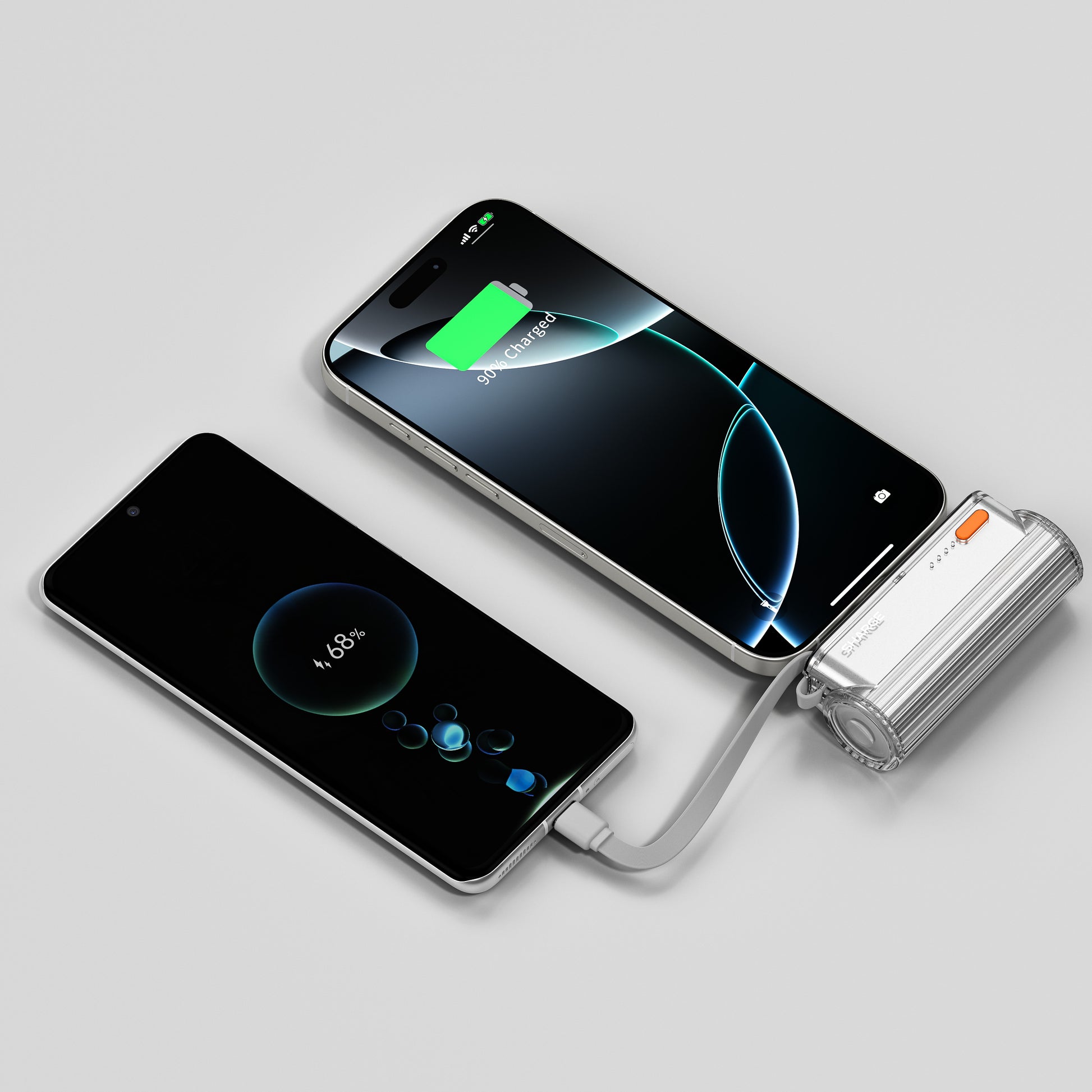 SHARGE Flow Mini 2 內置 Type-C 和 Lightning 插頭，支援多設備充電