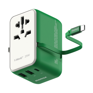 MOMAX 1-World+ 25W GaN 伸縮充電線旅行插座 UA20