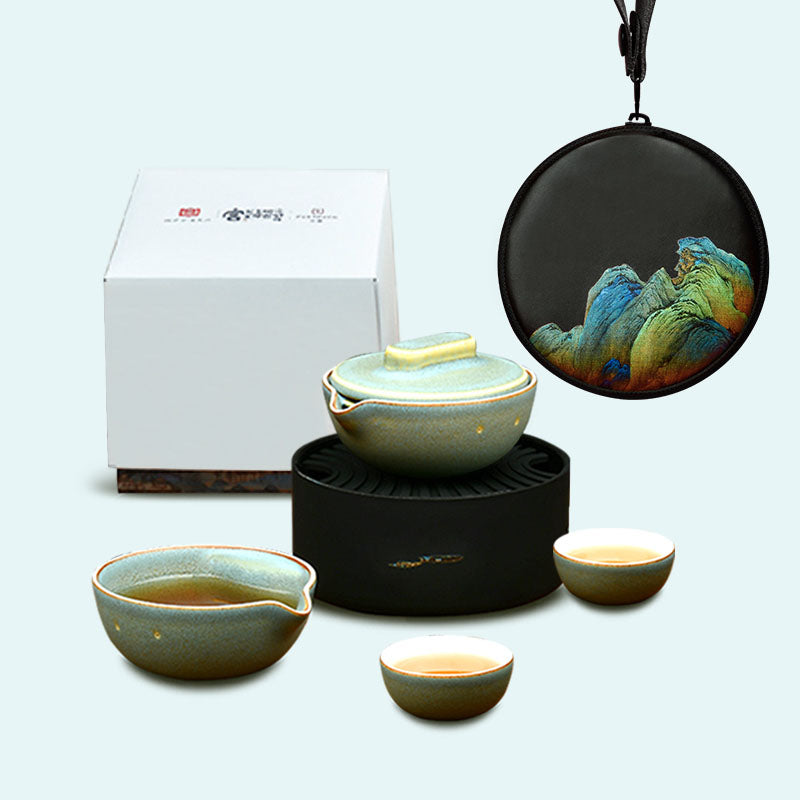 Pertouch 便攜式功夫茶具套裝（千里江山版）