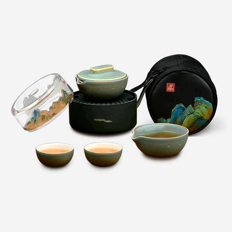 Pertouch 便攜式功夫茶具套裝（千里江山版）