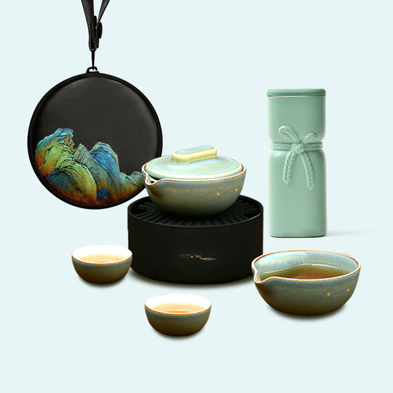 Pertouch 便攜式功夫茶具套裝（千里江山版）