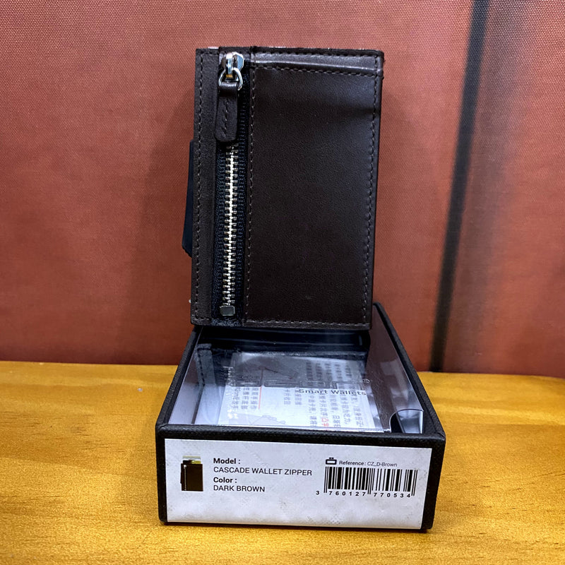 法國 Ogon Cascade Zipper 防 RFID 卡夾皮革錢包
