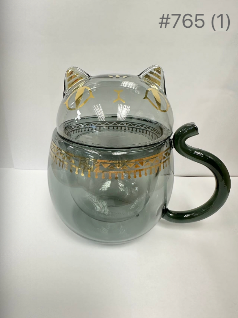 The British Museum 蓋亞•安德森貓系列萌貓異形帶蓋玻璃杯