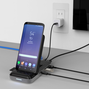 HYPERDRIVE 7.5W USB-C 無線充電器｜8合1 USB-C 集線器 + 多角度手機支架